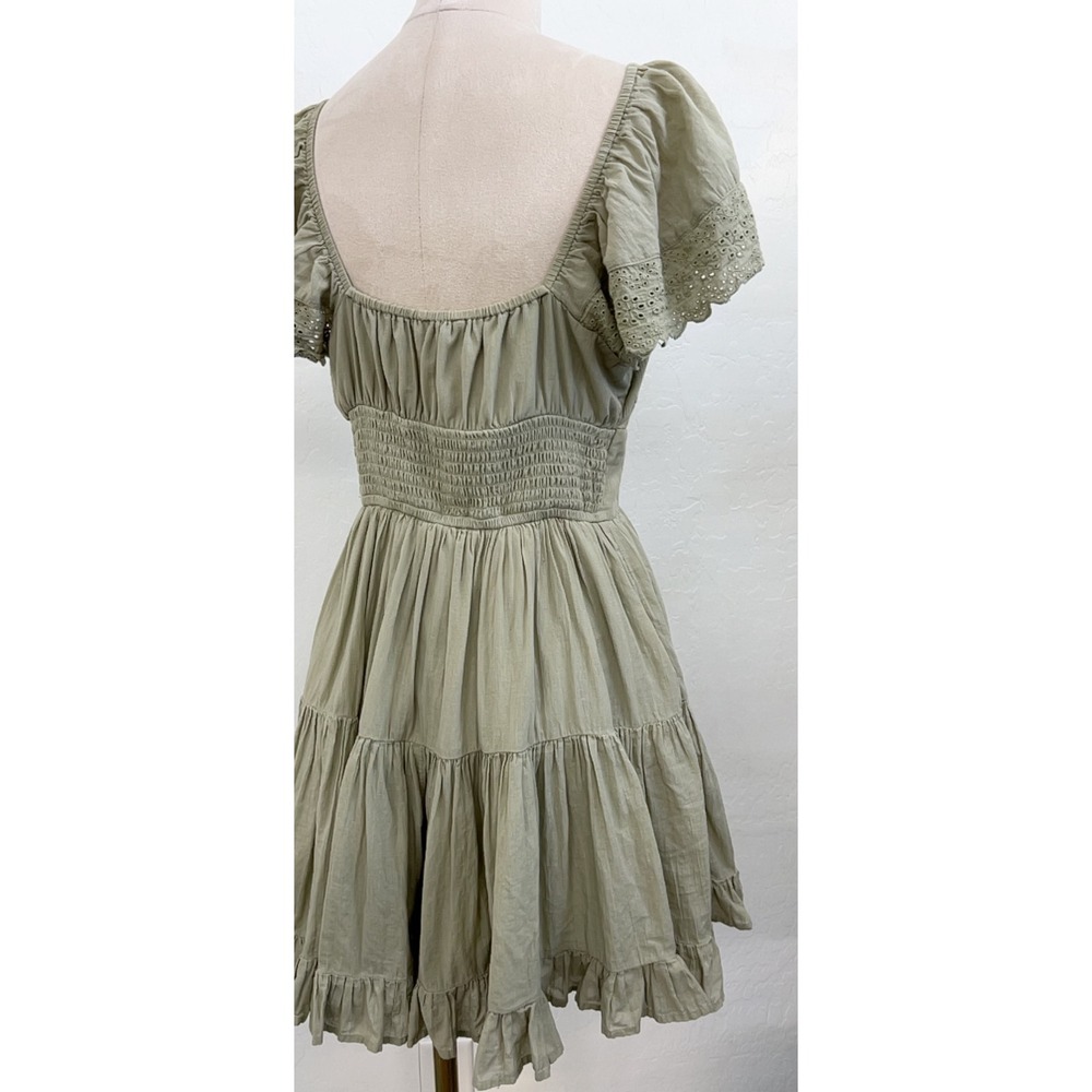 American Eagle babydoll dress sz S sage green cottage coquette core peasant boho - Picture 8 of 11